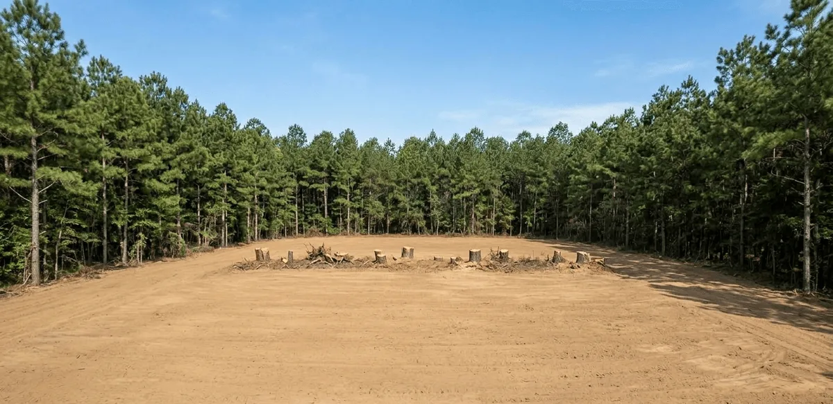 Residential lot cleared for new construction in the Milledgeville, Georgia area
